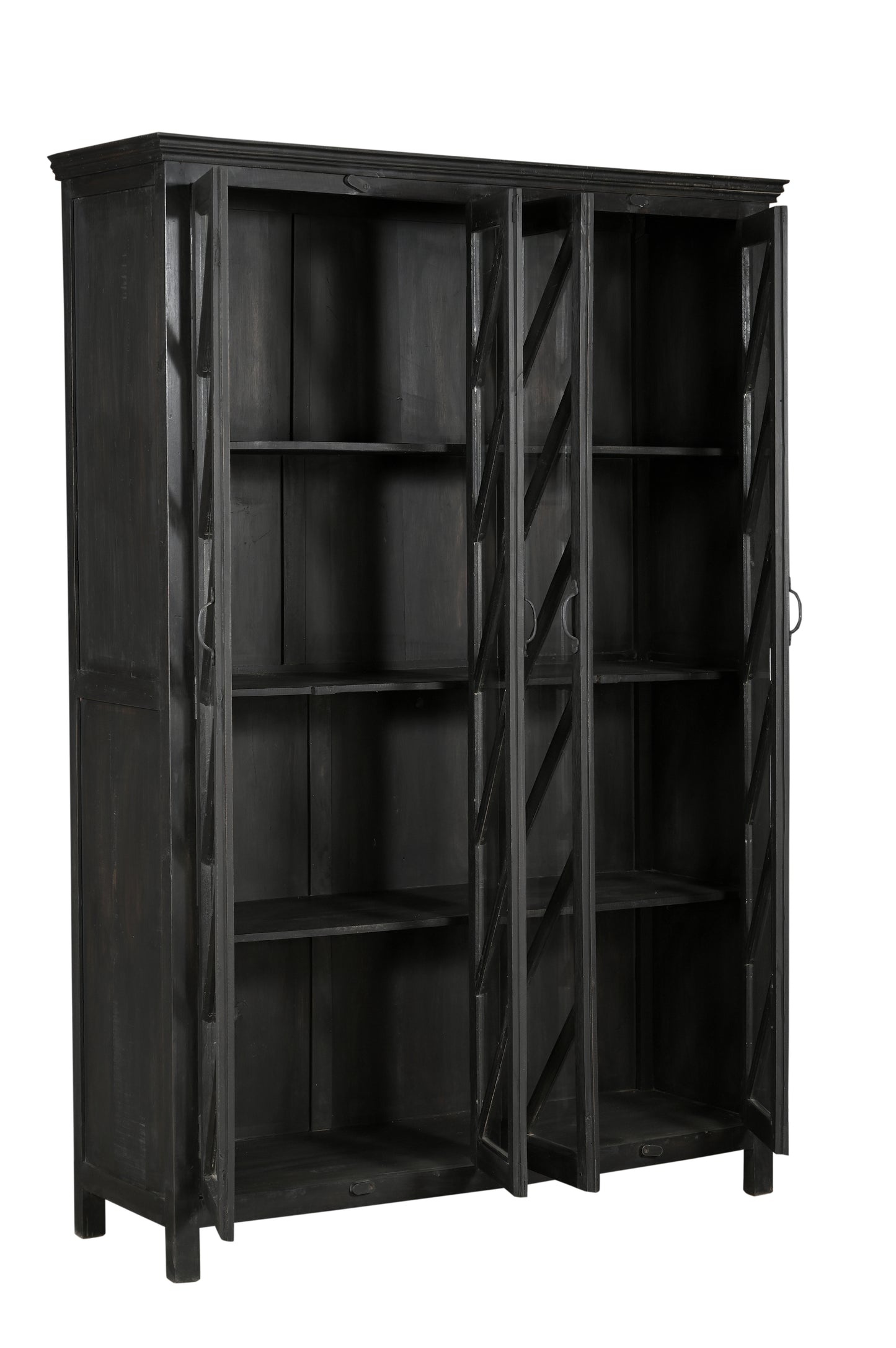 Teak, Recycled Wood and Glass Display Cabinet