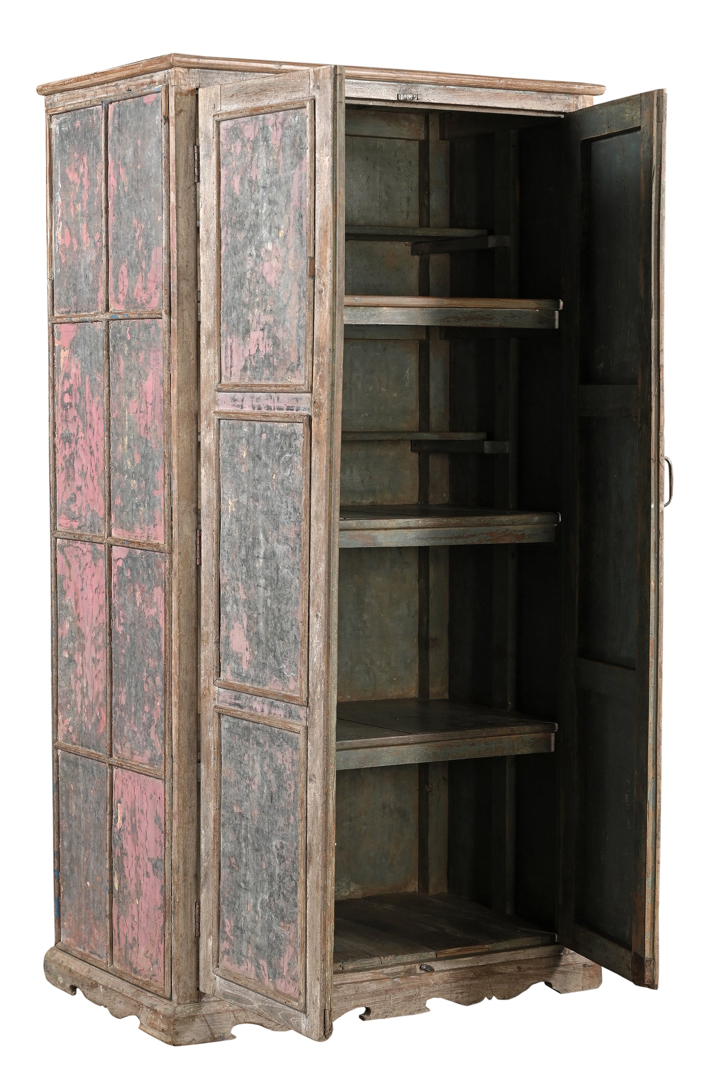 Vintage Teak Wood and Iron Wardrobe