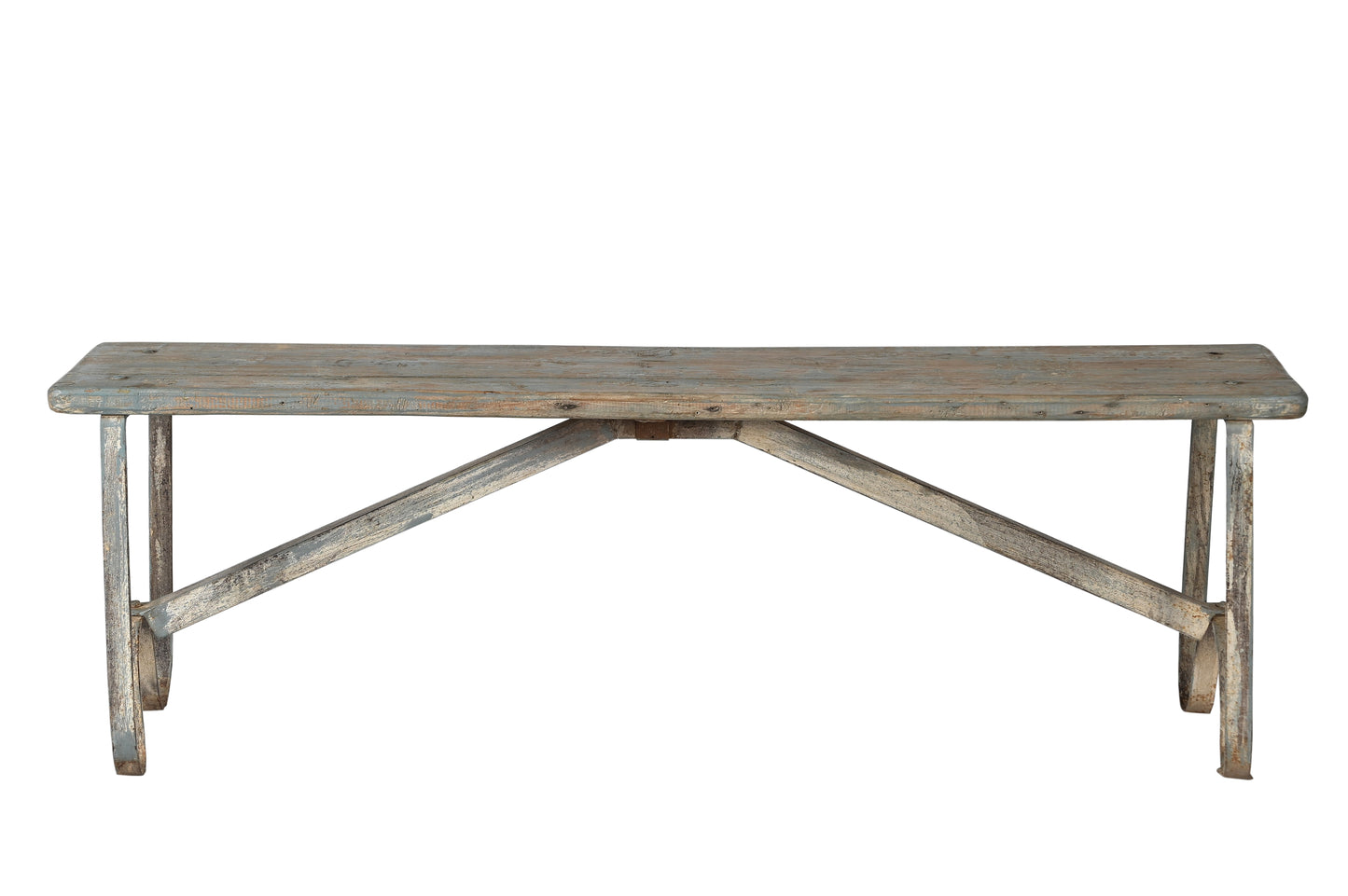 Vintage Teak Wood Iron Bench