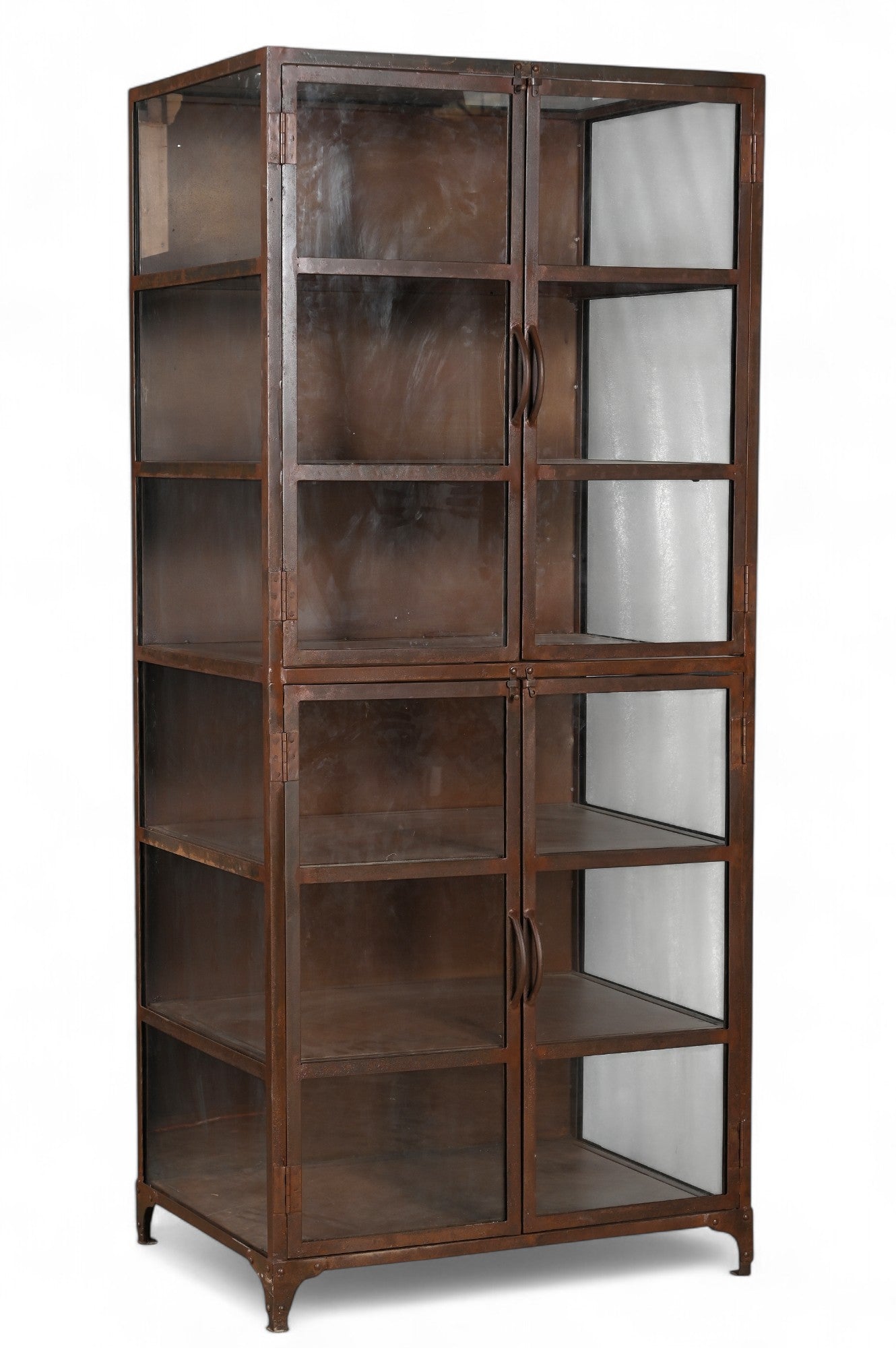 Vitrina de hierro y cristal vintage