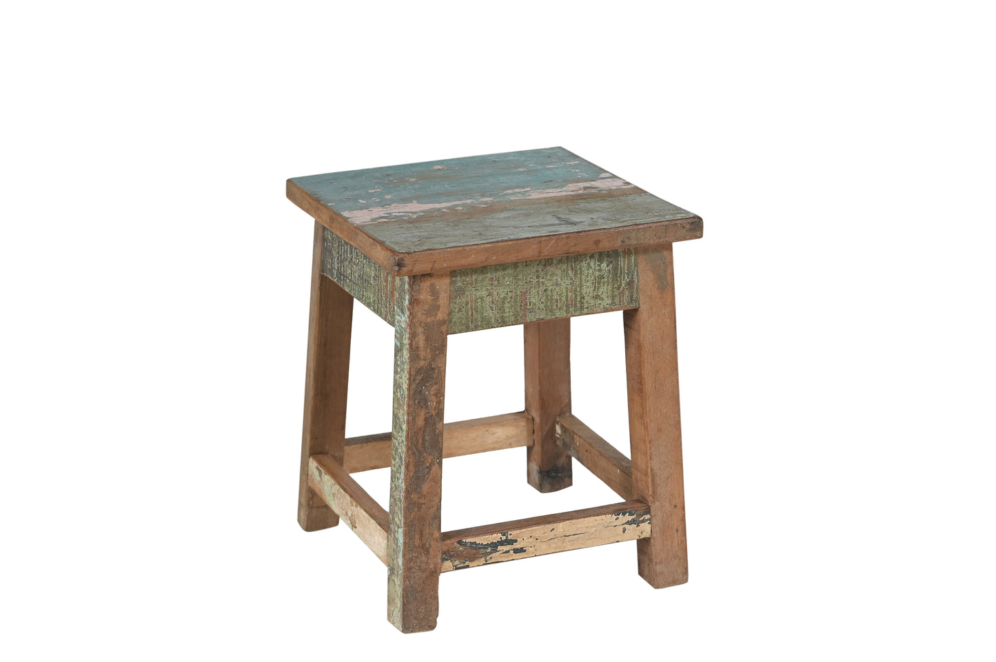 Vintage Recycled Wood Side Table / Stool
