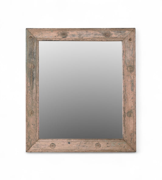 Vintage Teak Wood Square Mirror