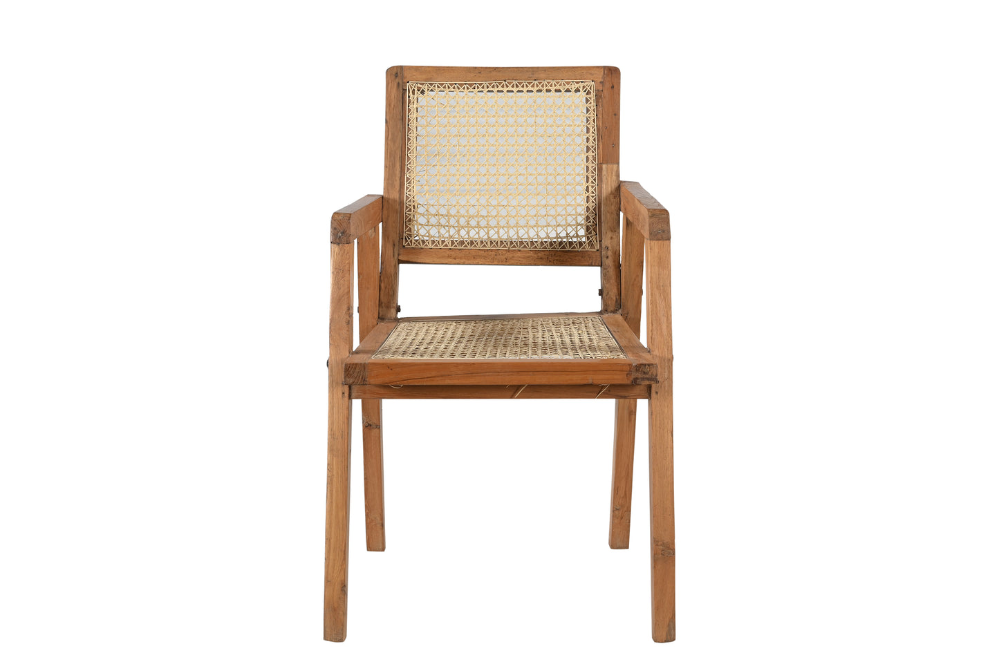 Sillón vintage de teca y ratán