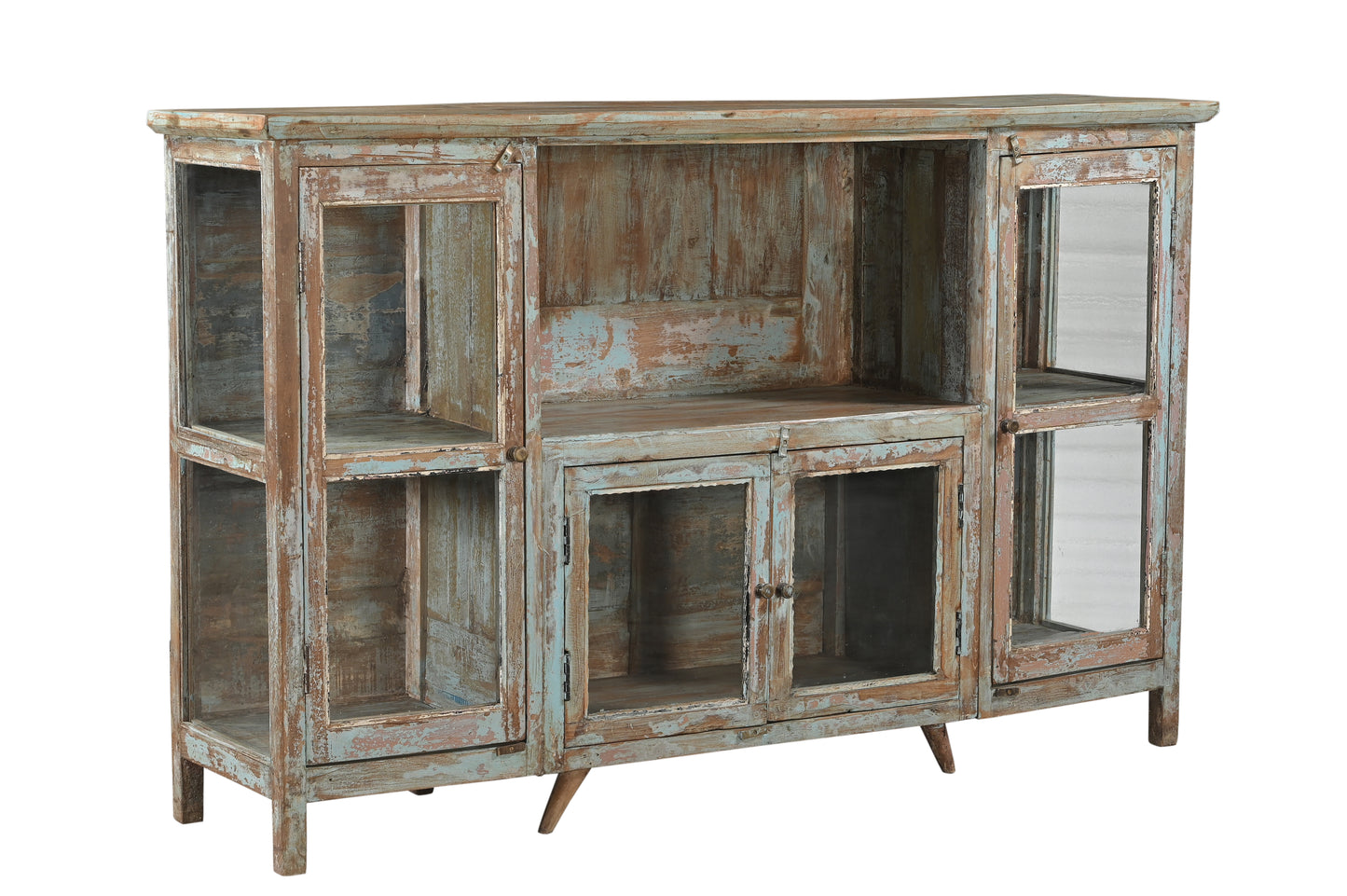 Aparador vintage de teca y cristal