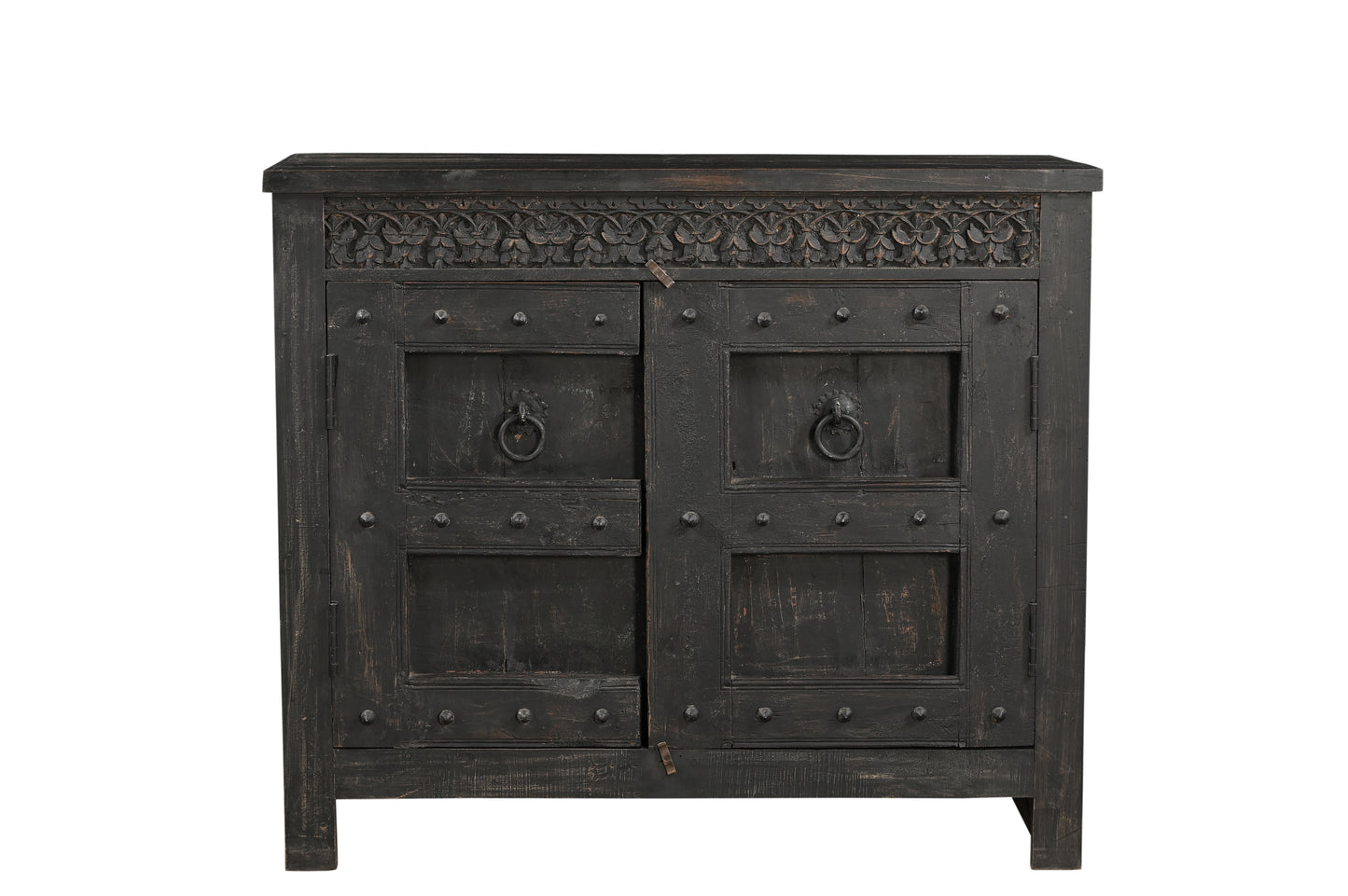 Vintage Teak, Recycled Wood and Iron Side Cabinet