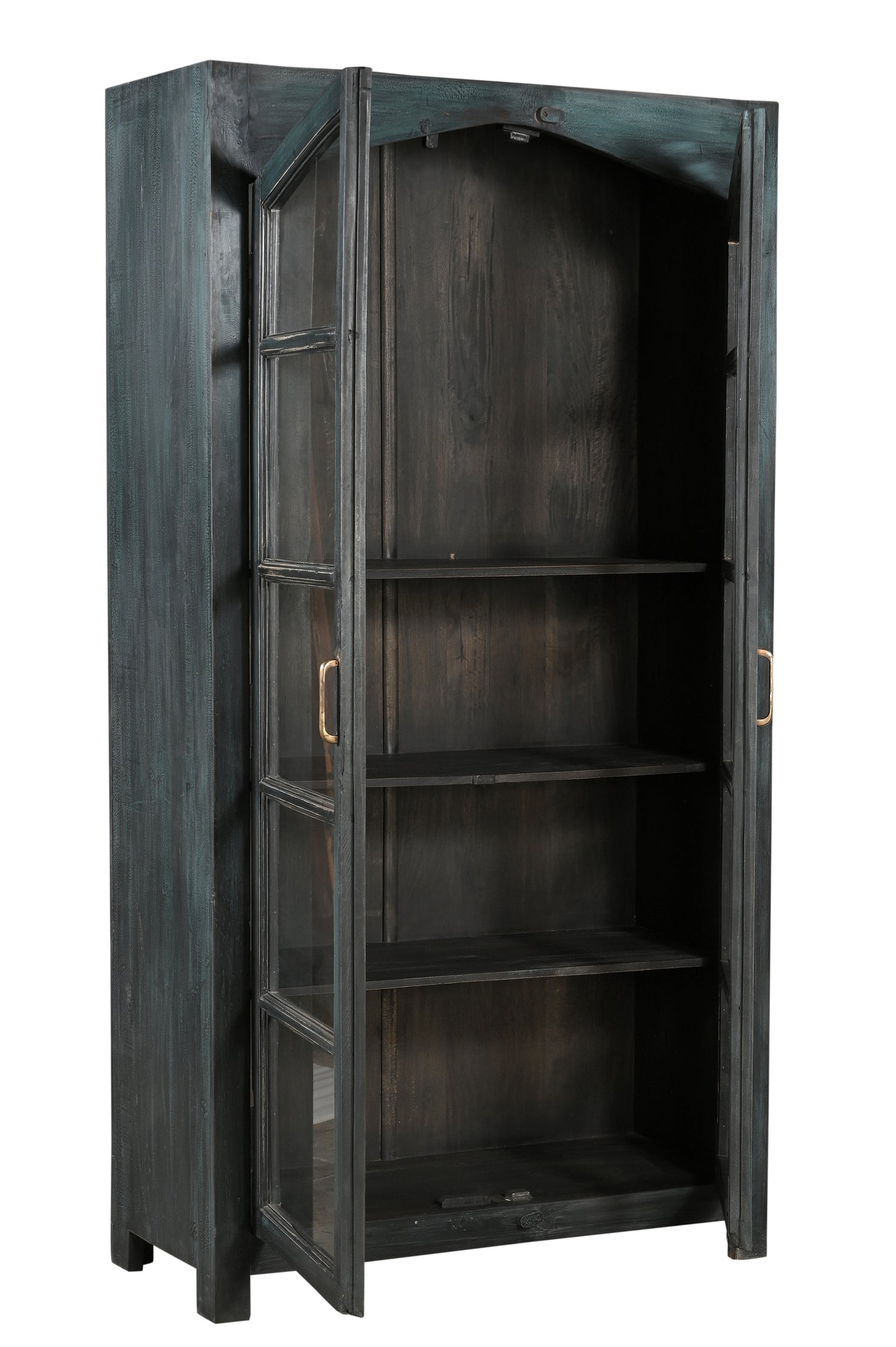 Vitrina vintage de madera de teca y cristal