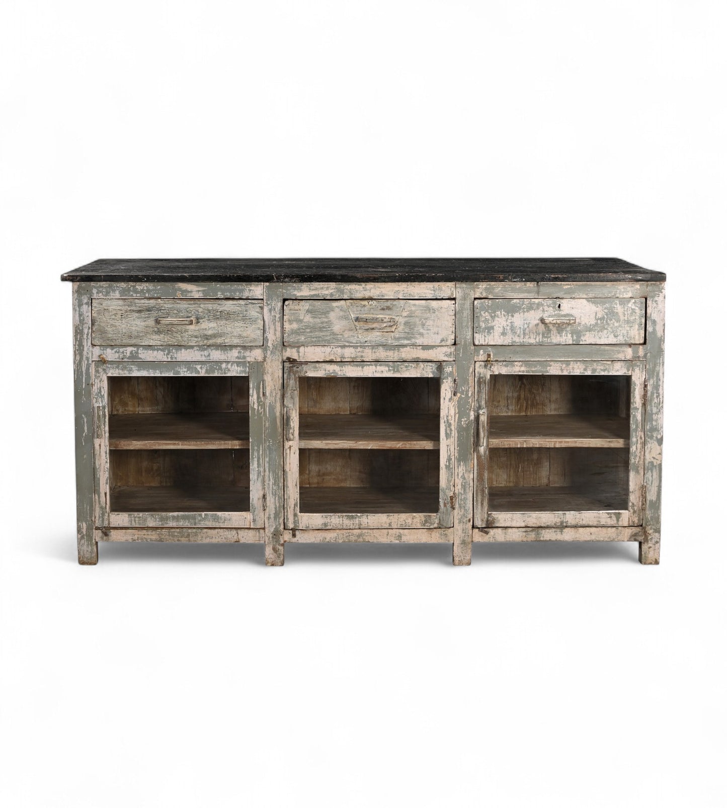 Vintage Teak Wood and Glass Kitchen Cabinet / Island