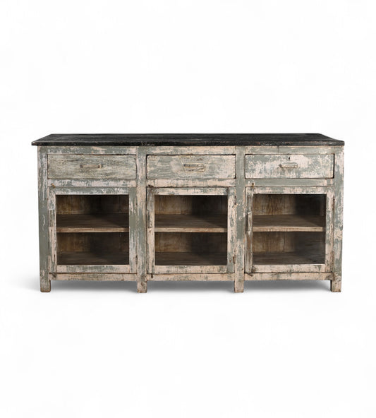 Vintage Teak Wood and Glass Kitchen Cabinet / Island