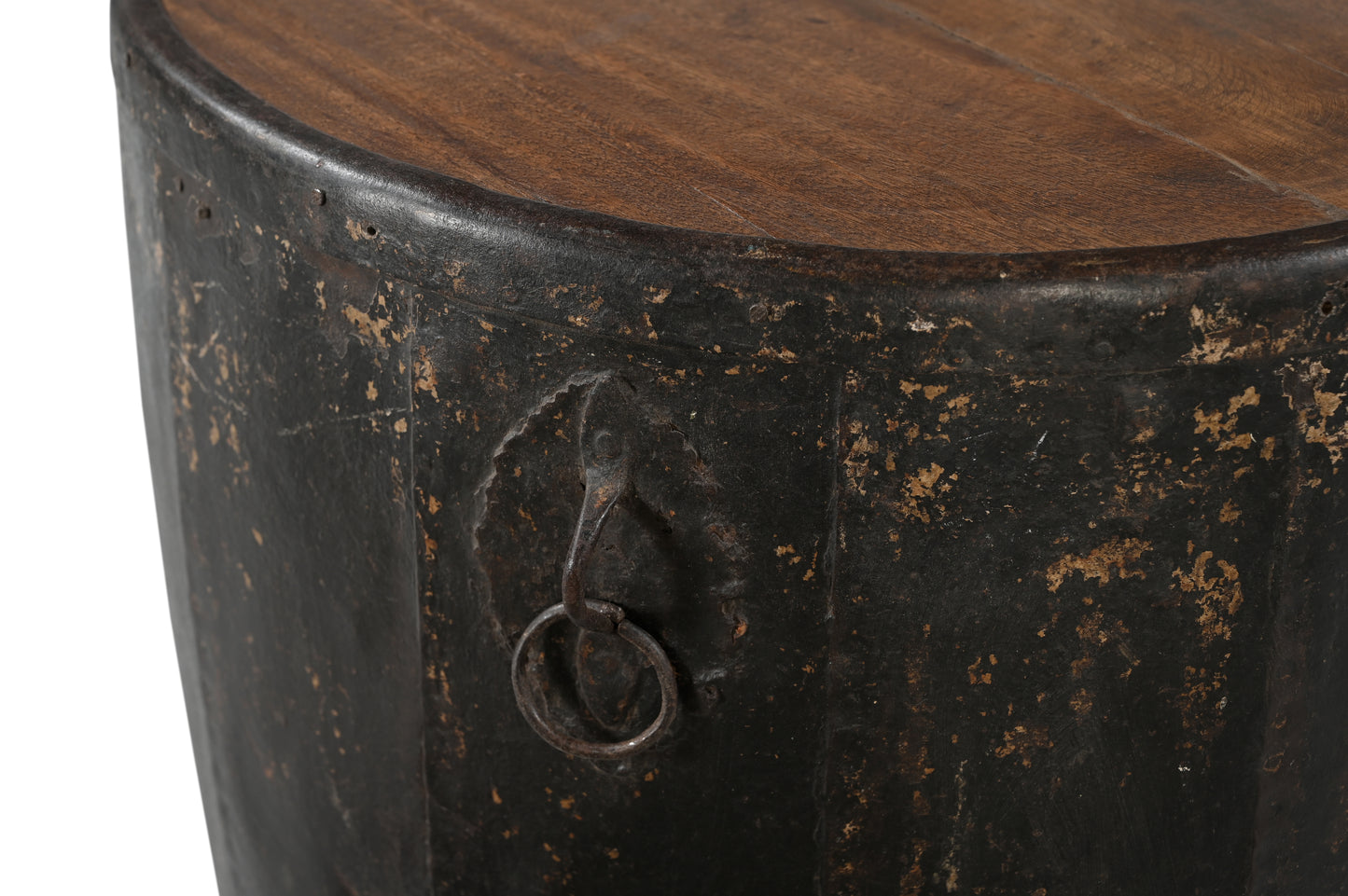 Mesa auxiliar vintage de hierro y teca