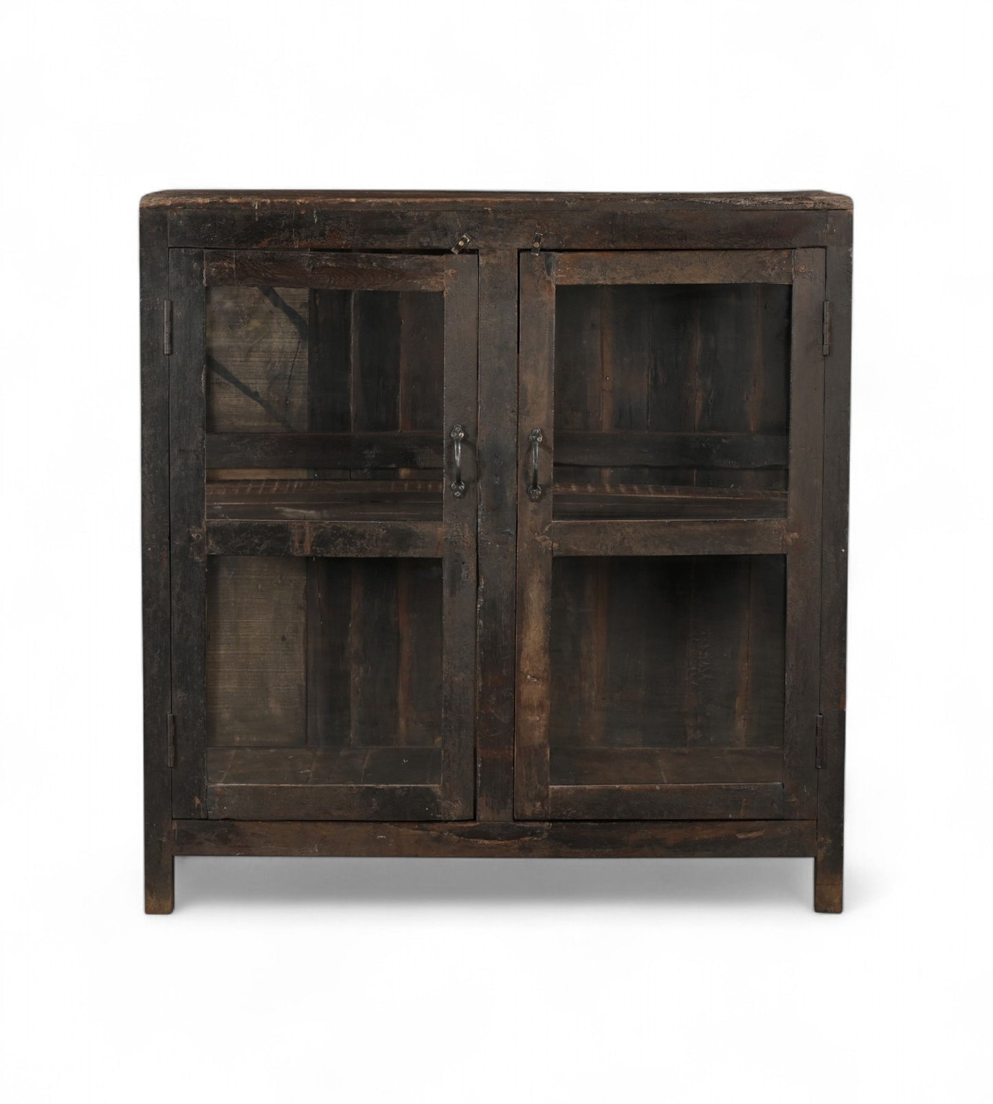 Vintage Teak Wood and Glass Display Side Cabinet