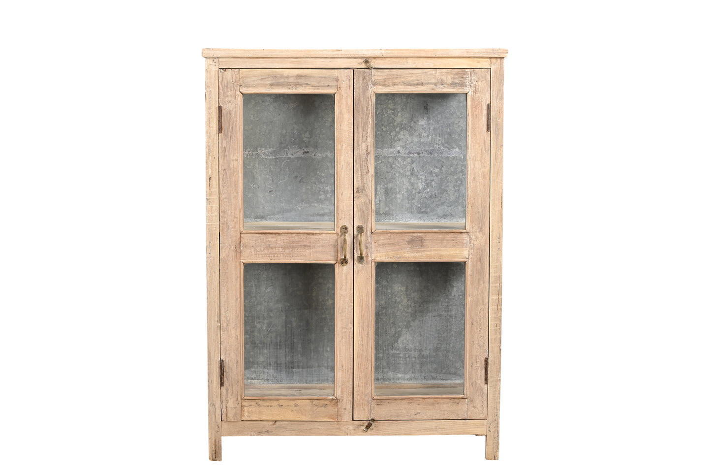 Recycled Wood, Iron and Glass Display Cabinet