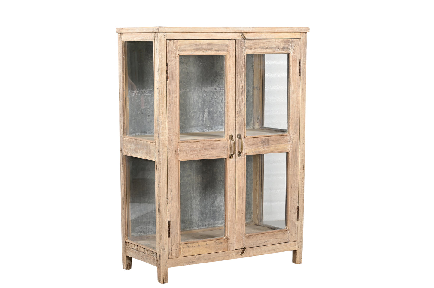 Recycled Wood, Iron and Glass Display Cabinet