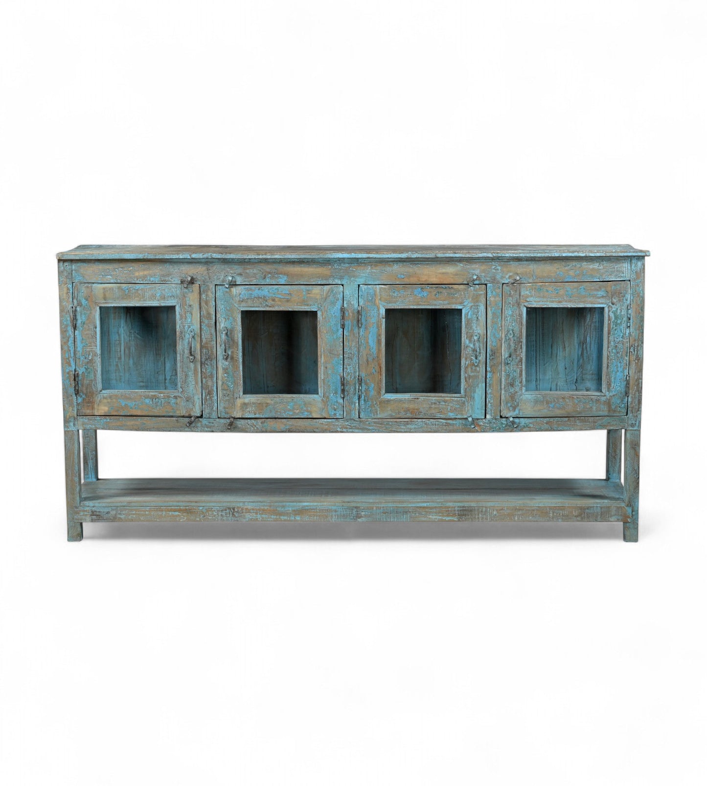 Aparador vintage de madera reciclada y vidrio