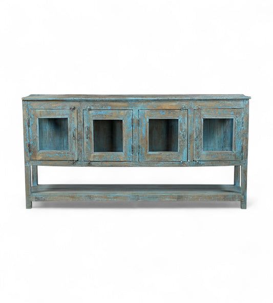 Vintage Recycled Wood Glass Sideboard