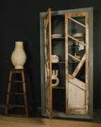 Vintage Teak and Reclaimed Wood Glass Cabinet