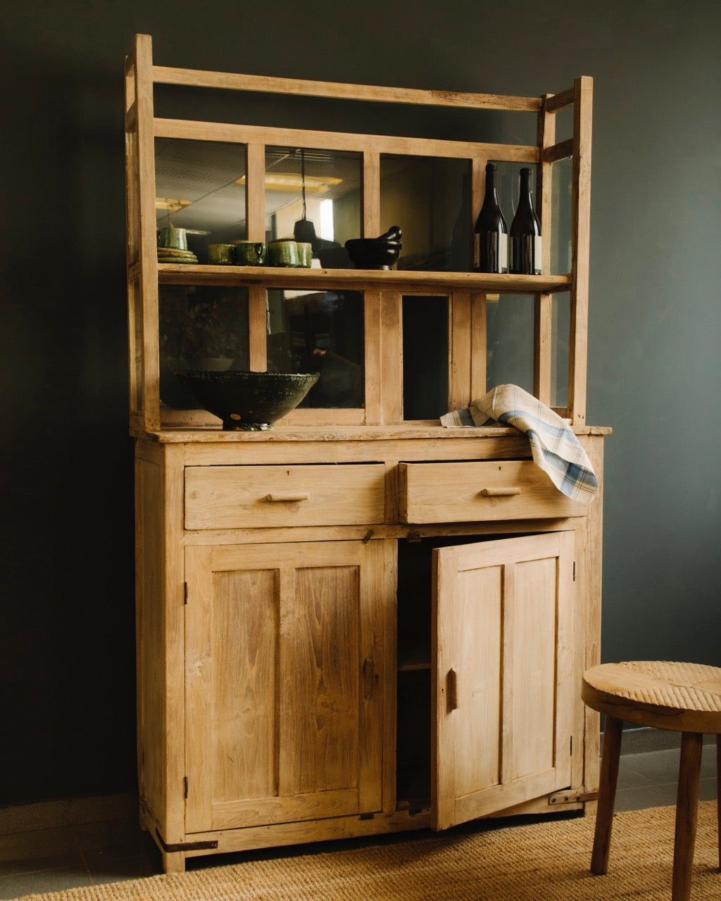 Vintage Teak Glass Cabinet