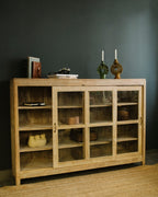 Vintage Teak Wood and Glass Display Cabinet