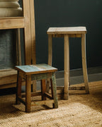 Vintage Reclaimed Wood Side Table / Stool