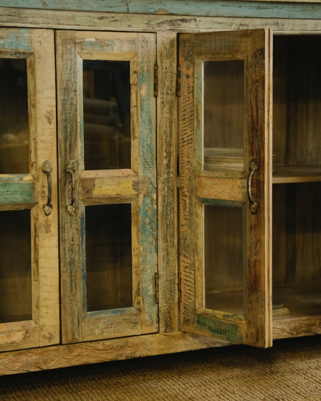 Reclaimed Wood Glass Sideboard