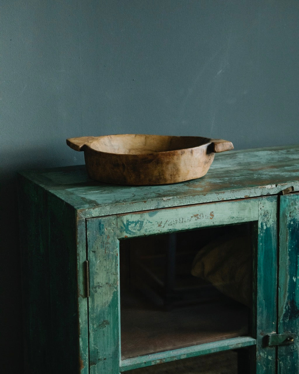 Vintage Teak Wood and Glass Cabinet