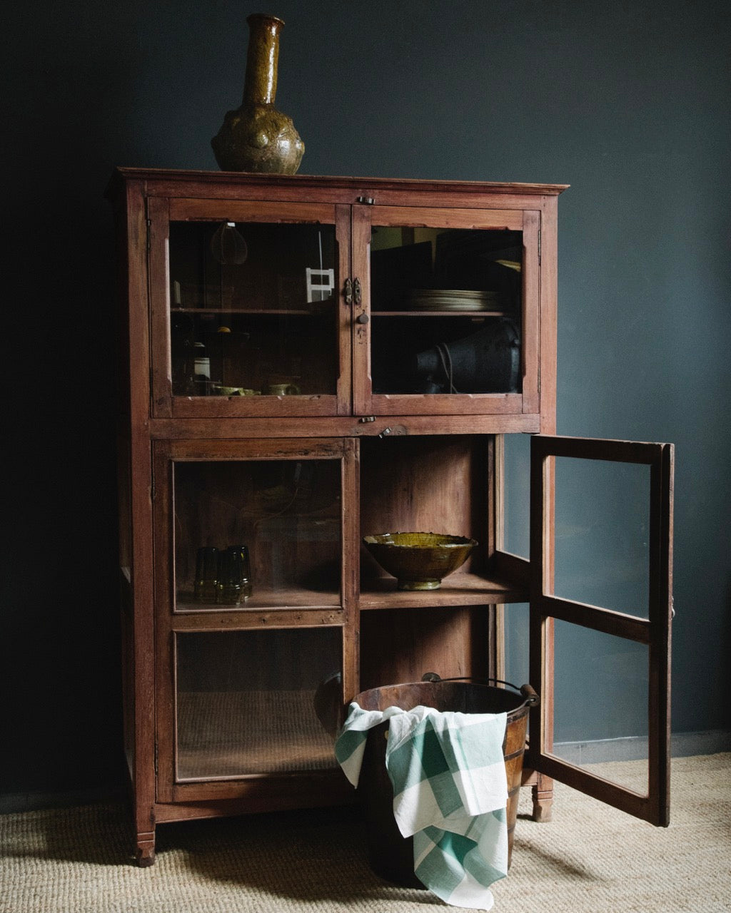 Vintage Teak Glass Cabinet