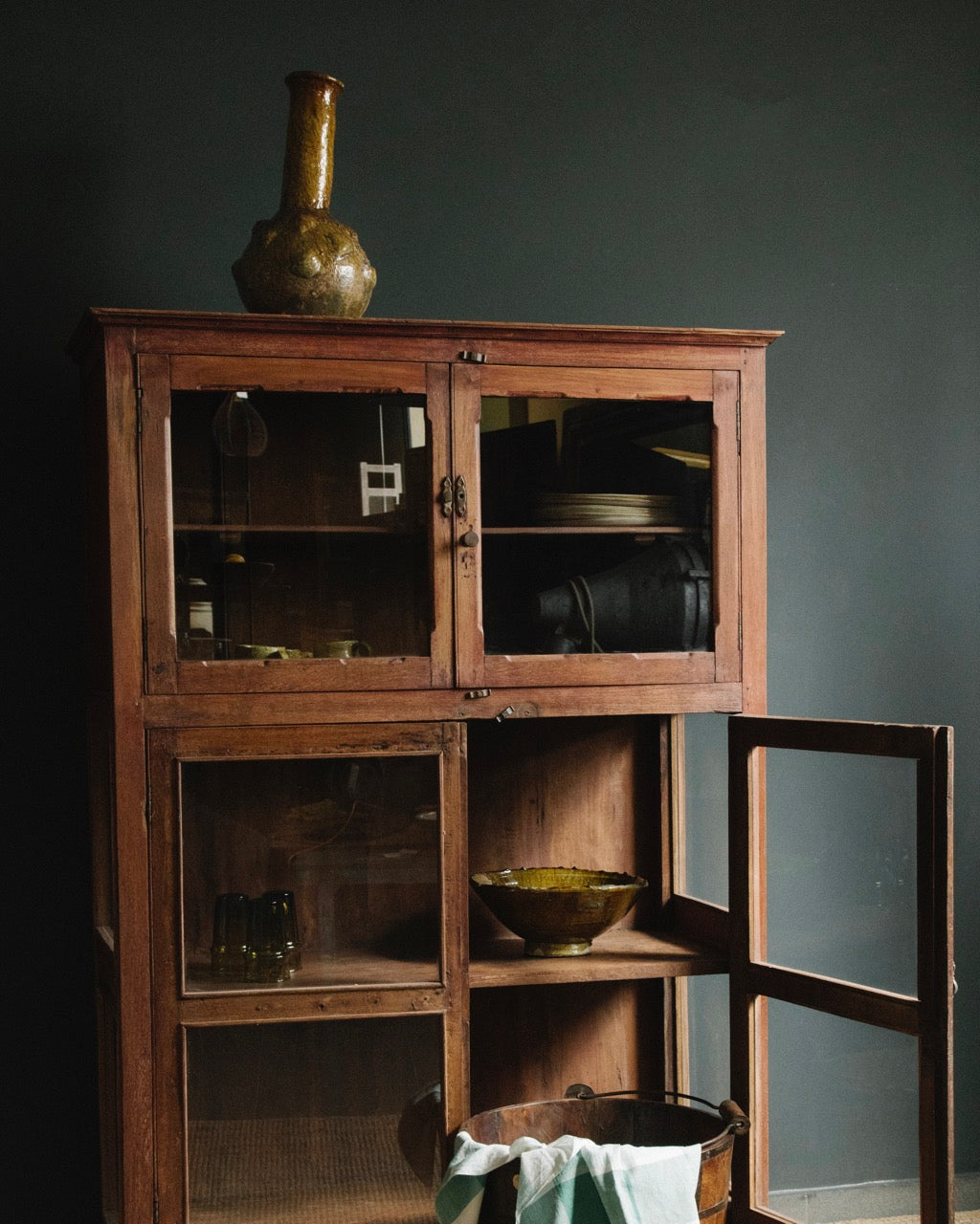 Vintage Teak Glass Cabinet