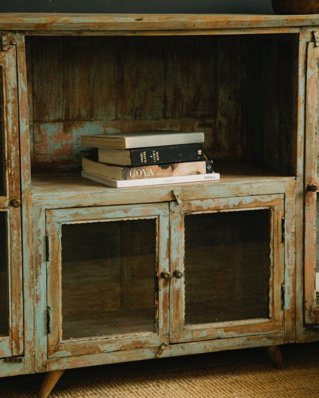 Vintage Teak Glass Display Sideboard