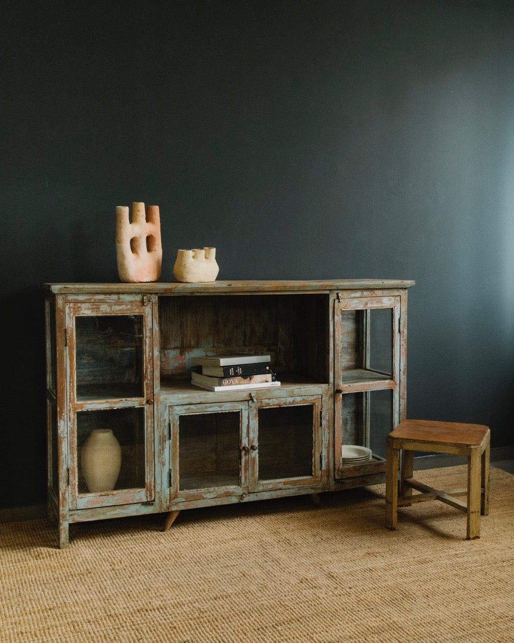 Vintage Teak Glass Display Sideboard