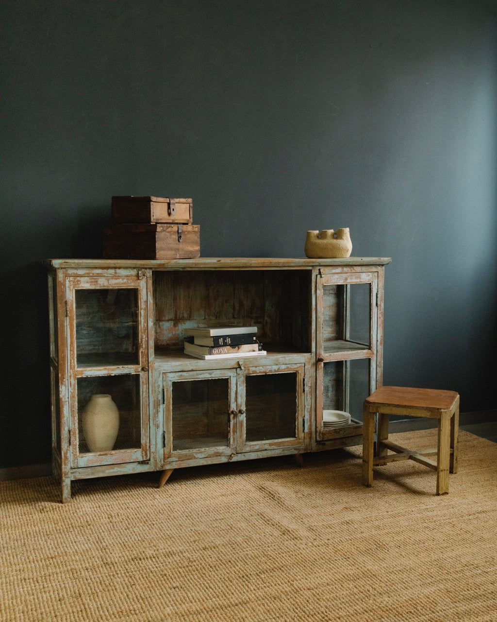 Vintage Teak Glass Display Sideboard