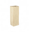 A beige papier mache planter with a minimalist and slender design, hand moulded in India, suitable for holding plants or dried flowers.