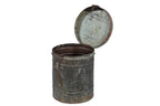Rustic vintage iron tanki box with a clasp, showing signs of wear and patina.