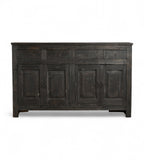 A black reclaimed wood 4-drawer sideboard with four doors and a minimalist design.