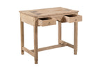 Wooden desk with two drawers on a white background