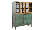 Vintage-style wooden cabinet with green and brown hues