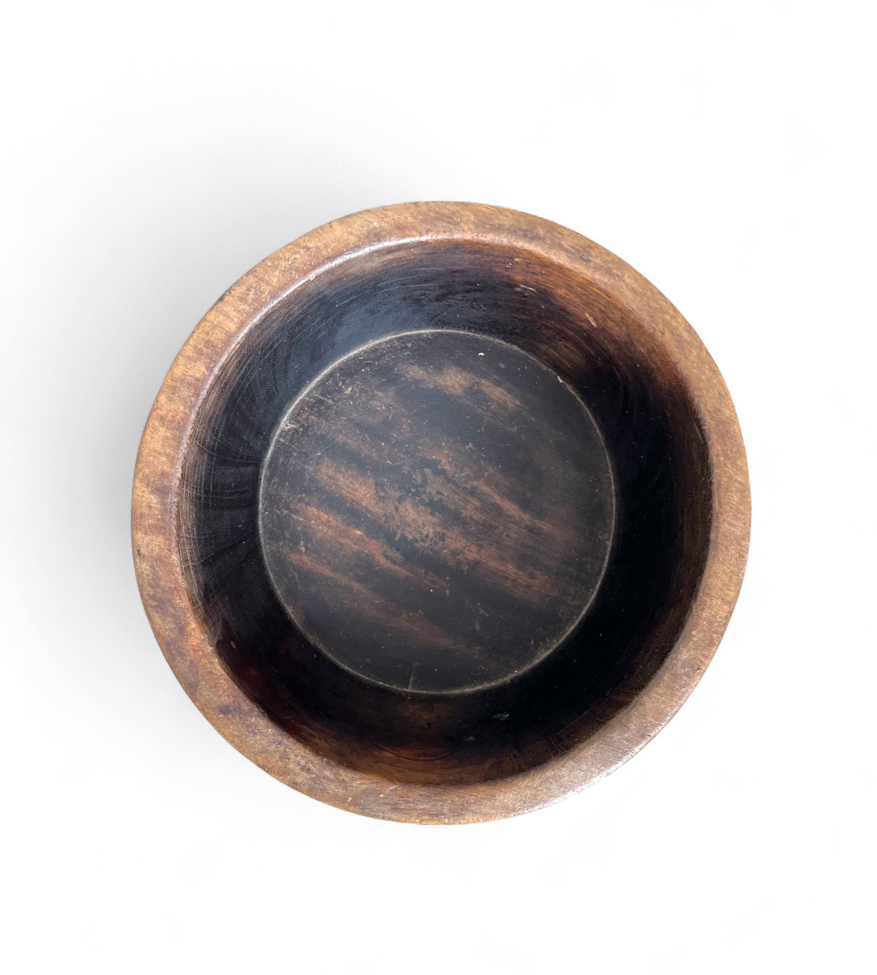 Wooden bowl with a dark brown finish
