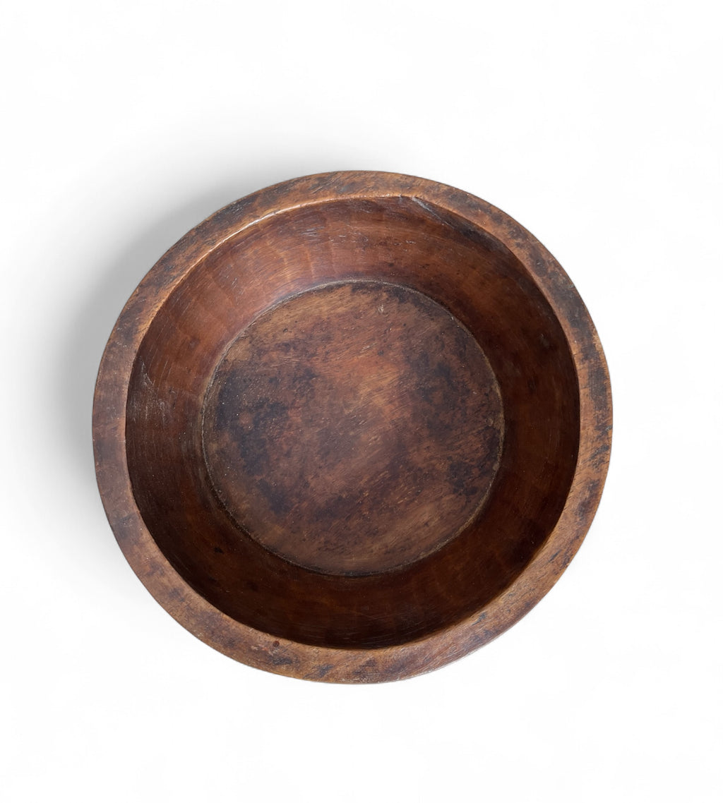 Interior of deep wooden bowl 
