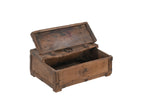Vintage teak wooden box with metal accents 