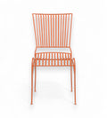 A terracotta orange iron chair with a grid backrest and seat, displayed against a white background.