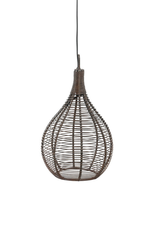 Wicker pendant light on a white background