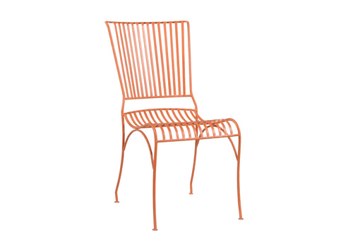 Orange metal chair on a white background