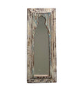 Wooden mirror with rustic frame on a white background