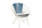 Chair with blue backrest and black seat on a white background
