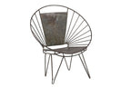 Metal chair with a textured backrest on a white background