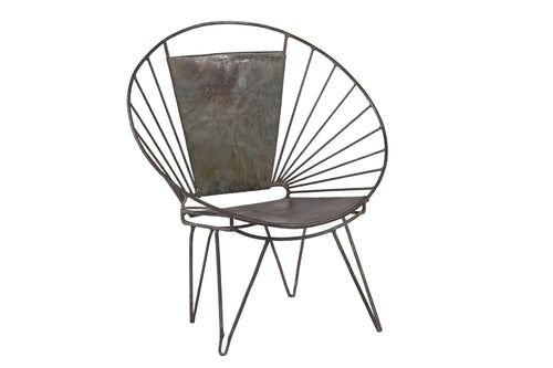 Metal chair with a textured backrest on a white background