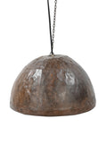 Vintage-style pendant light with a brown, dome-shaped shade on a white background