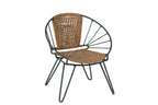 Chair with wicker seat and metal frame on a white background
