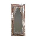 Decorative mirror with a rustic wooden frame on a white background