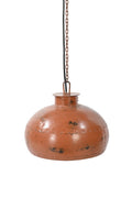 Vintage-style copper pendant light with chain on a white background