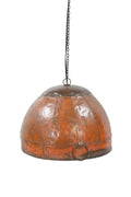 Vintage-style copper pendant light with chain on a white background