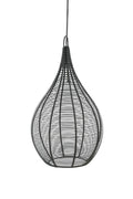 Black woven hanging basket on a white background